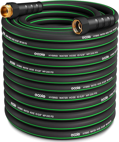 Heavy Duty Garden Hose 100ft, NON-EXPANDABLE Flexible Water Hose, Kink Resistant Lightweight Hybrid Hose, Leakproof Hose Male to Female Fittings