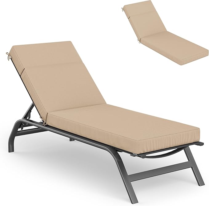 Chaise Lounge Cushions Outdoor, 80" L X 26" W X 4" D Lounge Chair Cushions for Outdoor Furniture, High-Density Foam Outdoor Chaise Cushion-Waterproof Fade-Resistant ThickPatio lounge chair cushion