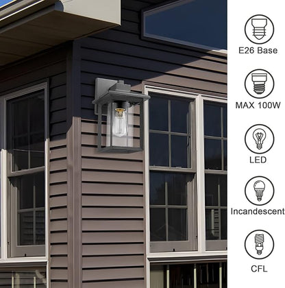 Outdoor Wall Mount Lights, H11.84 Exterior Wall Sconces, Outdoor Lighting Fixture, Exterior Lantern, Lighting Fixture for Patio, Porch (Black, 11.84" H)