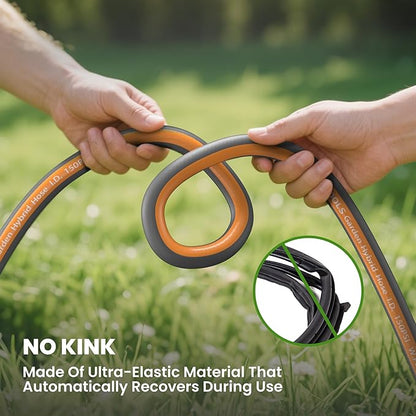 Giraffe Tools 10FT Garden Hose, 5/8" Lightweight Lay Flat Water Hose, No-Kink, Flexible Gardening Hose with Male to Female Aluminum Fitting, Customizable-Length Hose Pipe for Yard