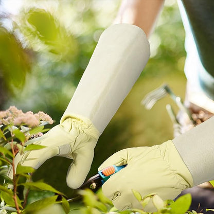 HLDD HANDLANDY Long Gardening Gloves for Women Men - Leather Rose Pruning Gloves Thorn Proof - Breathable Working Glove