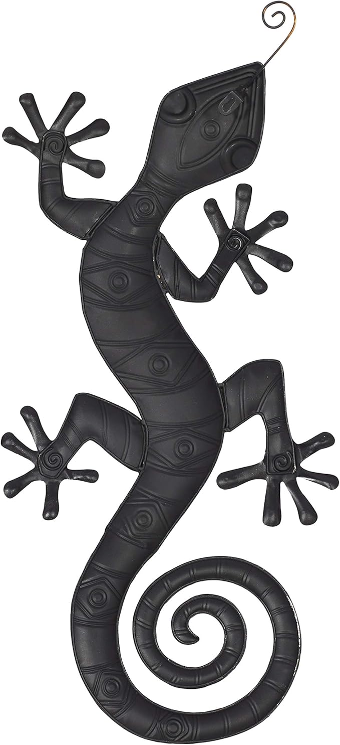 Deco 79 Metal Lizard Home Wall Decor Indoor Outdoor Wall Sculpture, Wall Art 30" x 14" x 2", Multi Colored