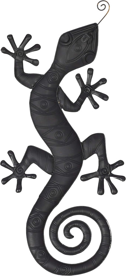 Deco 79 Metal Lizard Home Wall Decor Indoor Outdoor Wall Sculpture, Wall Art 30" x 14" x 2", Multi Colored