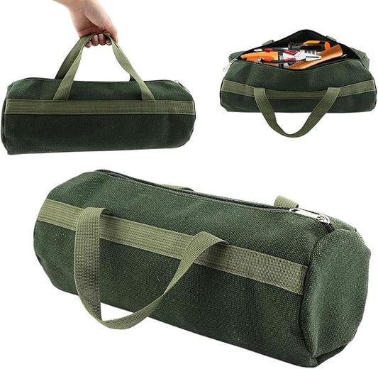 Tool Bag, Multi-Purpose Canvas Grill Tools Organizer, Heavy Duty Storage Handbag Tote Bag with Sturdy Bottom, Wide Mouth Tool Bags for Electricians, Carpenter(COLOR:Round,35 x 13cm)