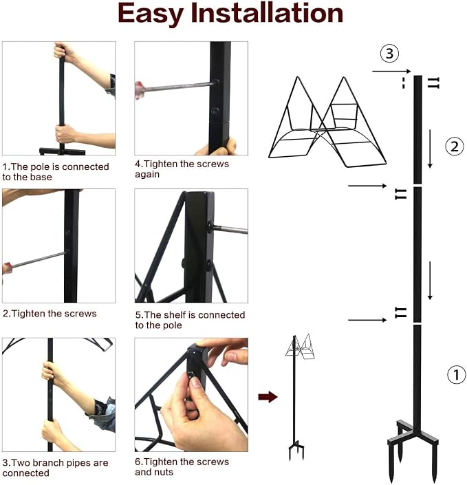 Artigarden Garden Hose Holder - Free Standing Metal Water Hose Stand Heavy Duty Flexible Pipe Storage Hanger Organizer for Lawn & Yard
