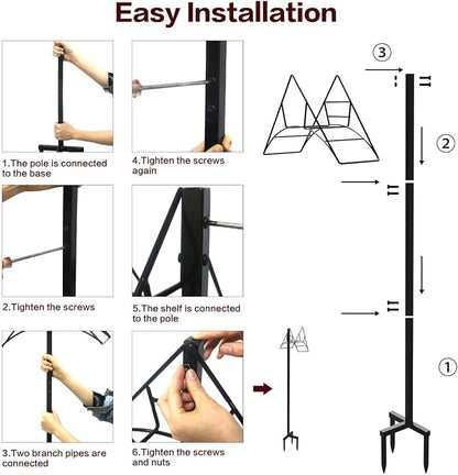 Artigarden Garden Hose Holder - Free Standing Metal Water Hose Stand Heavy Duty Flexible Pipe Storage Hanger Organizer for Lawn & Yard