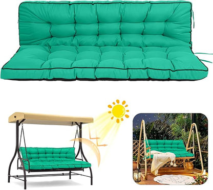2/3 Seater Swing Replacement Cushion, Waterproof Porch Swing Cushions with Backrest, Thickened Bench Cushions for Outdoor Furniture, for Outdoor Patio Swing (Lake Blue, 70.8 * 40in)