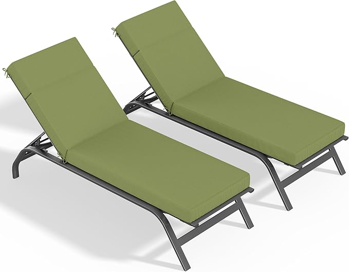 2 Pcs Chaise Lounge Cushions Outdoor, 80" L X 26" W X 4" D Lounge Chair Cushions for Outdoor Furniture, High-Density Foam Patio Chaise Cushion-Waterproof Fade-Resistant ThickPatio lounge chair cushion