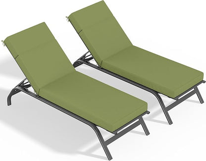 2 Pcs Chaise Lounge Cushions Outdoor, 80" L X 26" W X 4" D Lounge Chair Cushions for Outdoor Furniture, High-Density Foam Patio Chaise Cushion-Waterproof Fade-Resistant ThickPatio lounge chair cushion