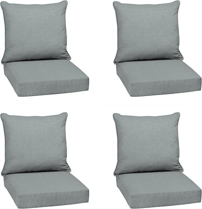 Arden Outdoor Deep Seat Cushion Set (4-Pack), 24 in x 24 in, Weather-Proof, Rain-Proof, Fade Resistant Patio Cushion for Chair, Sofa, and Couch Stone Grey Leala