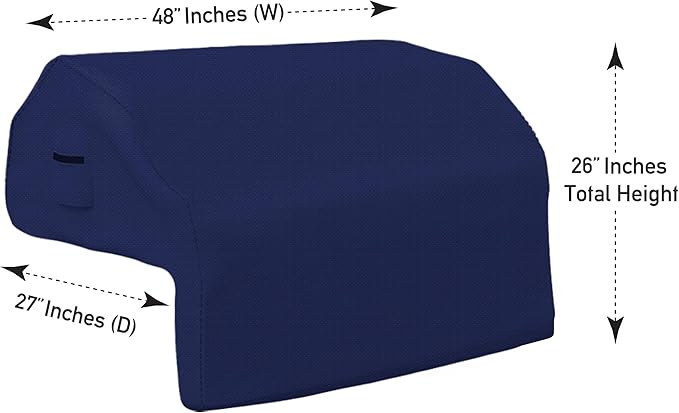 Covers & all Built-in Outdoor Grill Cover, Durable 12 Oz Waterproof Cover Max Material with Air Pocket & Elastic for Snug Fit (48" W x 27" D x 26" H Inches, Blue)