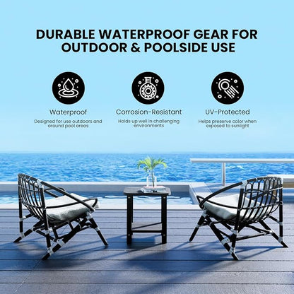 2-Tier Outdoor Side Table, 16" Adirondack Small Side Table All Weather Resistant, Patio End for Outside or Indoor, Patio, Yard, Pool, Porch, Garden, Black