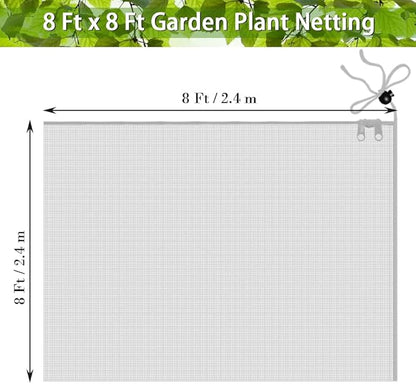 Fruit Tree Netting Covers with Zipper to Protect from Squirrels and Birds Large Netting for Fruit Trees Net Protection, White, 8' x 8', 2 Pack