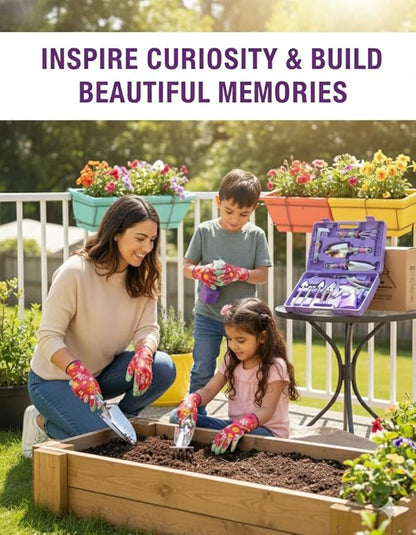 12-Piece Gardening Tools Set – Rust-Resistant Stainless Steel Hand Tools with Ergonomic Floral Handles & Carry Case, Includes Folding Shovel & Gloves – Perfect Gardening Kit for Women & Beginners
