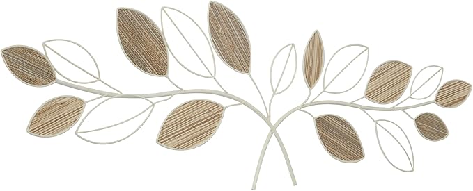 Deco 79 Metal Leaf Home Wall Decor Wall Sculpture, Wall Art 43" x 1" x 13", Brown