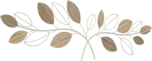 Deco 79 Metal Leaf Home Wall Decor Wall Sculpture, Wall Art 43" x 1" x 13", Brown