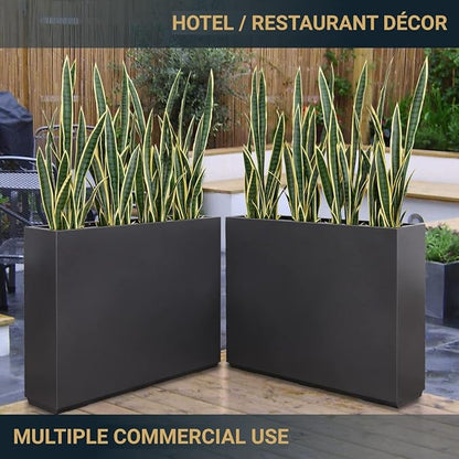Wallowa Metallic Heavy Planter for Outdoor Plants, 38Lx10Wx30H Inches Tall and Long Metal Divider Planter Box for Outside & Indoor, No Assembly Required (Gray)