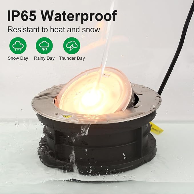 Angle-Adjustable Led Inground Light for Gardens-Outdoor LED Well Lights,Landscape Pathway In-Ground Lighting Fixtures,Buried lamp,Low Voltage,IP65, Stainless Steel (48 Watts)