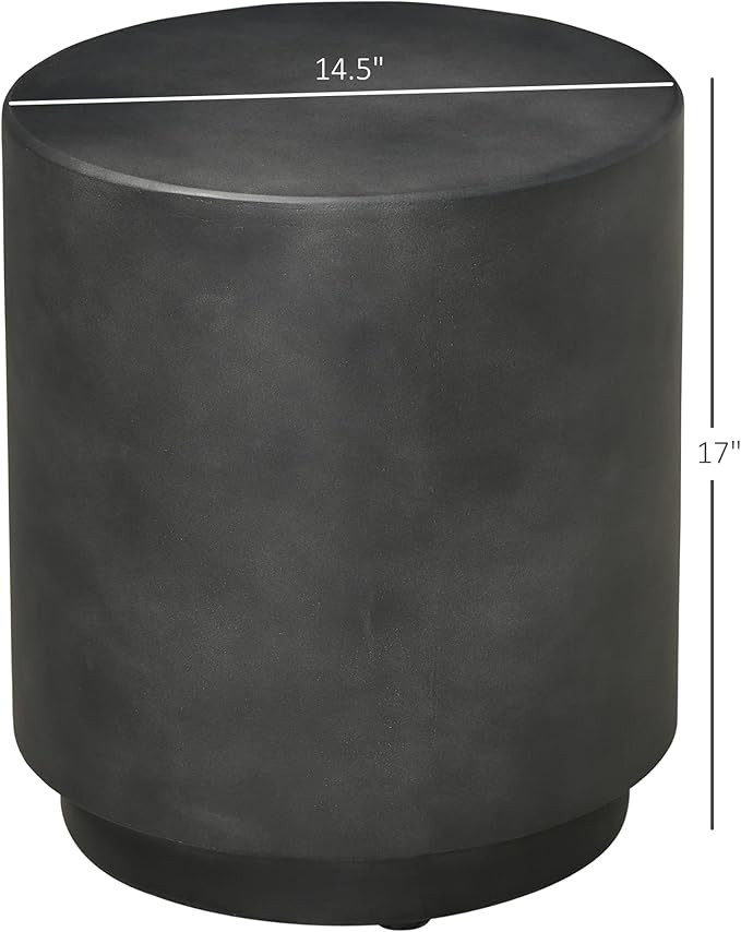 HOMCOM Round Side Table, Lightweight Accent Table with Concrete Finish, End Table with 4 Adjustable Feet for Indoor, Outdoor, Dark Gray