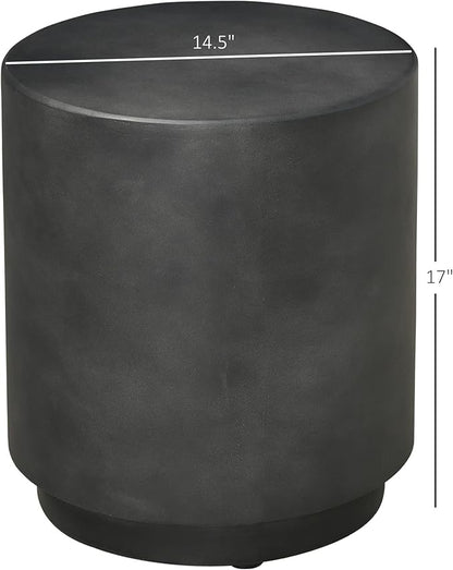 HOMCOM Round Side Table, Lightweight Accent Table with Concrete Finish, End Table with 4 Adjustable Feet for Indoor, Outdoor, Dark Gray