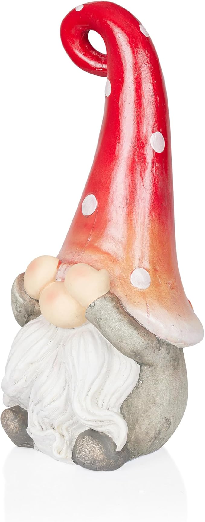 Alpine Corporation 17” Tall Outdoor Garden Gnome Yard Decoration - See No Evil Statue - Gnome with Red Polka Dot Hat – Durable, Weatherproof Decor for Patio & Deck