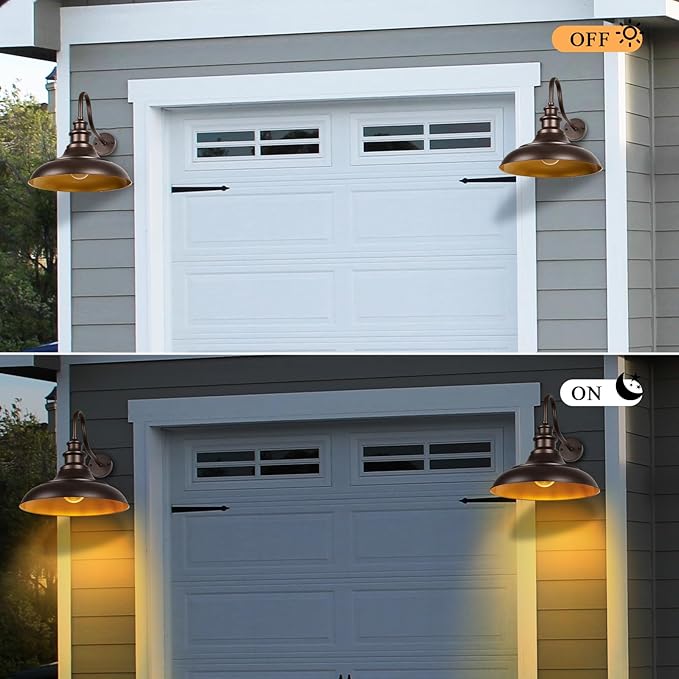 Exterior Farmhouse Gooseneck Barn Light, 16 Inch Vintage Outside Garage Light Fixtures, 2PCS Anti-Rust Waterproof Outdoor Light for Patio Frontdoor Entryway Doorway
