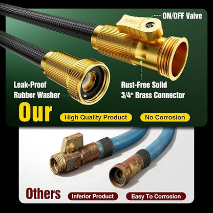 Garden Hose 75 ft Non-Expandable, Flexible Water Hose, Lightweight Hose with 10-Function Nozzle for Yard, Portable, Leak Proof, All-Weather Water Pipe for Outdoor, Car Wash, RV, Lawn