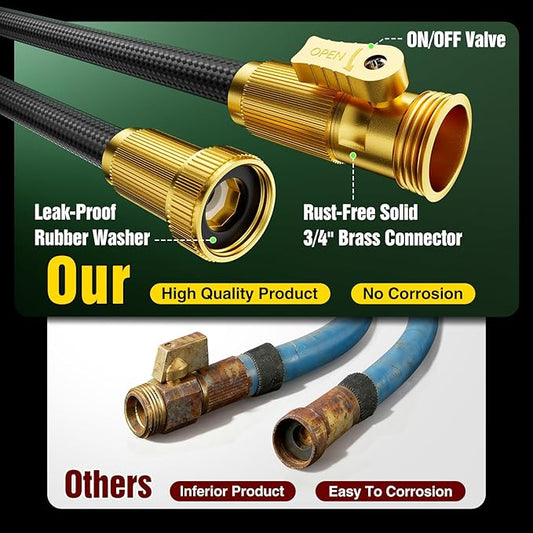 Garden Hose 75 ft Non-Expandable, Flexible Water Hose, Lightweight Hose with 10-Function Nozzle for Yard, Portable, Leak Proof, All-Weather Water Pipe for Outdoor, Car Wash, RV, Lawn