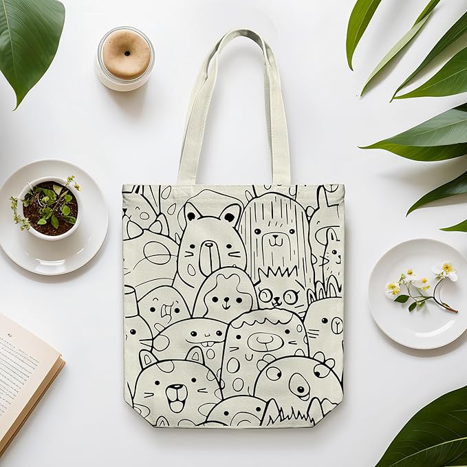 itgowisa Canvas Tote Bag for Women, Tote Bag with Zipper Inner Pocket, Zippered Canvas Bag for Shopping Work Grocery Everyday