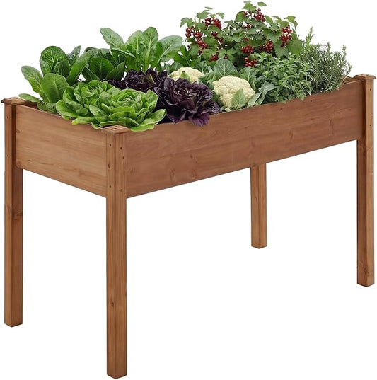 NEWBULIG Raised Garden Bed with Legs 48x24x30in,Elevated Wood Planter Box Stand for Outdoors Garden Balcony Courtyard, Natural Wood 400 Pound Capacity for Planting Herbs Flowers Vegetables, Brown