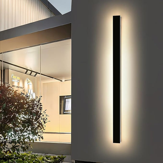 Mikeru 70.8inch Long LED Wall Light, 10%-100% Dimmable Black Exterior Sconces, 3000k-6000k Acrylic Invisible Outdoor Wall Light Fixture for Porch Modern Outdoor Wall Mount Lighting for House