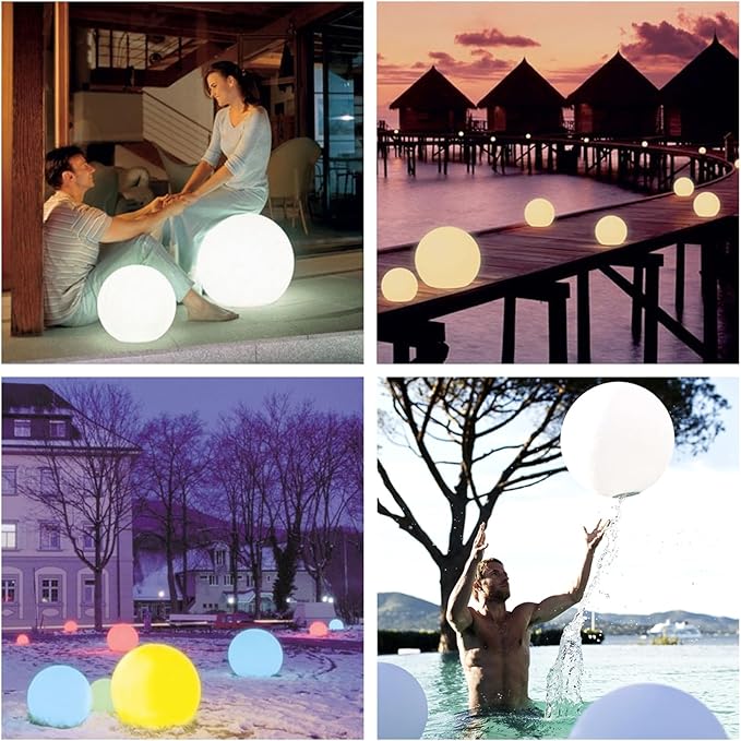 Mr.Go 20-inch Rechargeable LED Ball Light, Waterproof Outdoor Globe Lights w/Remote, 16 RGB Color Changing Glowing Orb, 4400mAh Dimmable Globe Floor Lamp for Home Garden Patio Lawn Pool Party Decor
