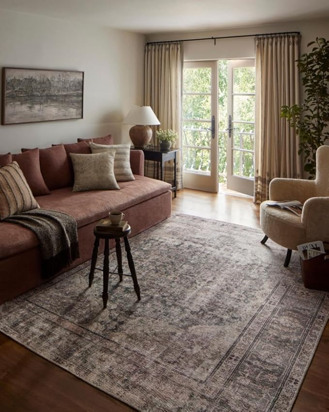 Loloi Amber Lewis Georgie Collection GER-08 Lagoon/Beige 3'-9" x 5'-6", .19" Pile Height, Accent Rug