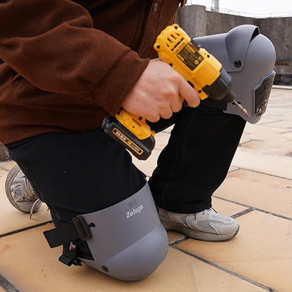 15-396 Heavy Duty Knee Pads with Anti-slip Strong Double Straps, Ultraflex Work Knee Foam Padding Pads, Safety for Indoor and Outdoor Use, Gray/Black