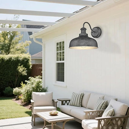Outdoor Farmhouse Barn Light, Outside Wall Sconce, Weather Resistant Anti-Rust Farmhouse Exterior Wall Light, Outdoor Lantern Lamp for Porch, Garage, Patio, Entryway (Antique Black, 3 Pack)