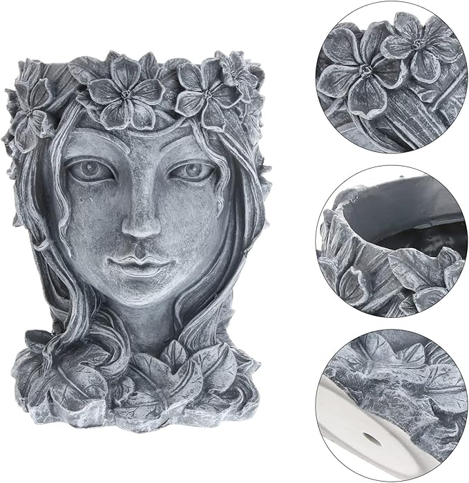 YARNOW Head Face Planter Cute Human Head Face Resin Flowerpot Vase Succulent Cactus Planter for Garden Indoor Outdoor