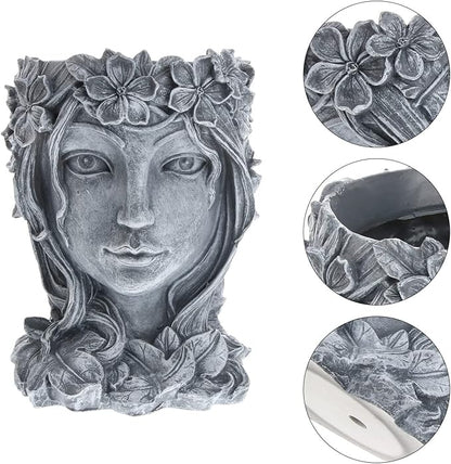 YARNOW Head Face Planter Cute Human Head Face Resin Flowerpot Vase Succulent Cactus Planter for Garden Indoor Outdoor