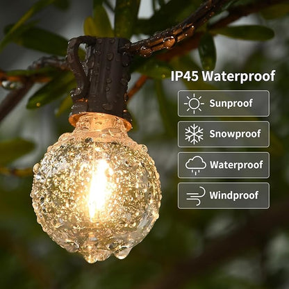 Vocevos 100FT 2Pack Outdoor String Lights LED Outside Waterproof Patio Lights Backyard Heavy-Duty Shatterproof Plastic G40 Bulbs Connectable Globe Light Decor Yard Café Exterior