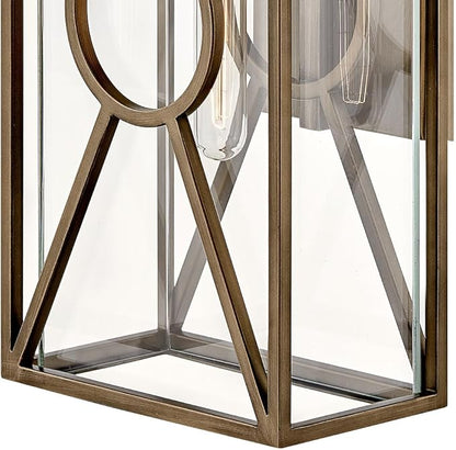 Hinkley Brixton Medium Wall Mount Outdoor Lantern - Composite, Clear Mitered Glass, Rust & Corrosion Resistant - Burnished Bronze Finish