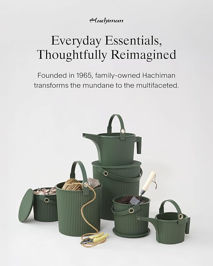 Hachiman Garden Tool Bag - Waterproof Gardening Tote with Interior Partition and Removable Pouch - Indoor Outdoor Use - Tools Not Included - Garden Green