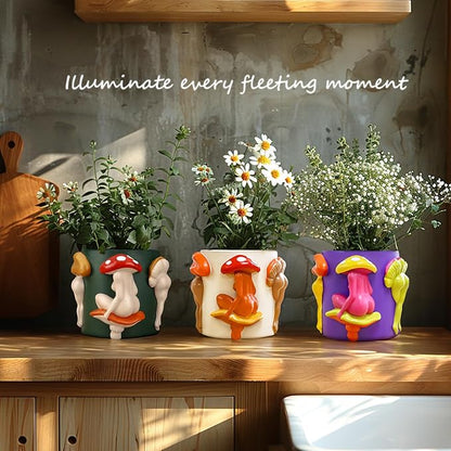 GUGUGO Mushroom Female Body Planters, Quirky Unique Cute Plant Pots and Funny Boho Eclectic Home Decor, Mushroom Butt Flower Pots, Indoor Succulent Planter, Modern Aesthetic for Decorating, Purple