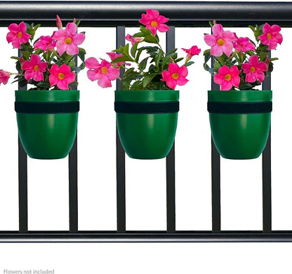 Railing Planter for Outdoor Plants (6-inch, 3-Pack) | Hanging Planter for Railings, Fence Posts | Balcony Wall Planter for Herbs, Flowers and Succulents | Made in The USA