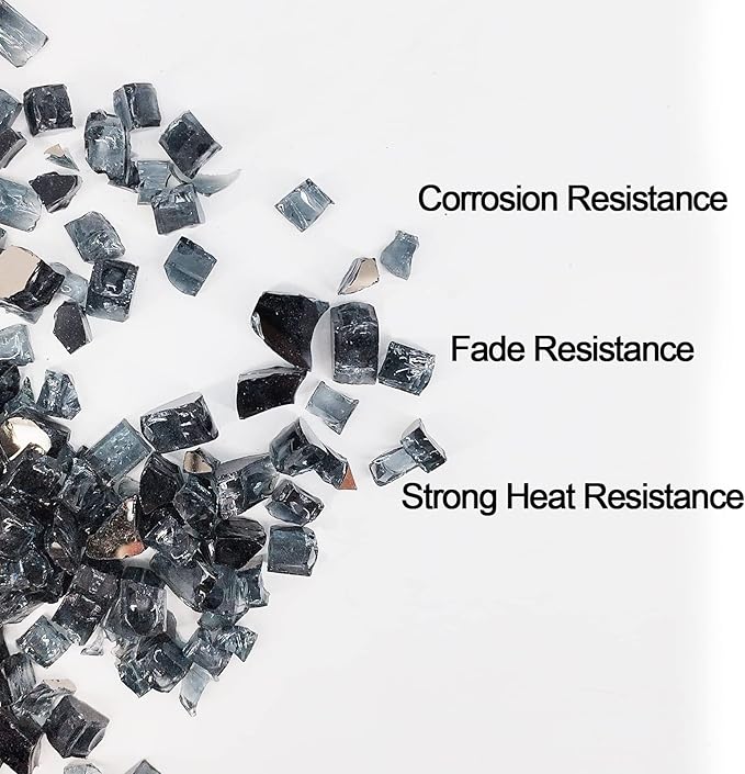 10 Pound 1/2 Inch Crushed Fire Glass for Natural or Propane Fire Pit Fireplace and Landscaping, 10 Pounds Black