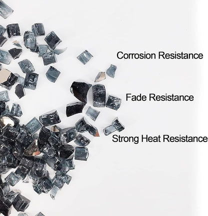 10 Pound 1/2 Inch Crushed Fire Glass for Natural or Propane Fire Pit Fireplace and Landscaping, 10 Pounds Black