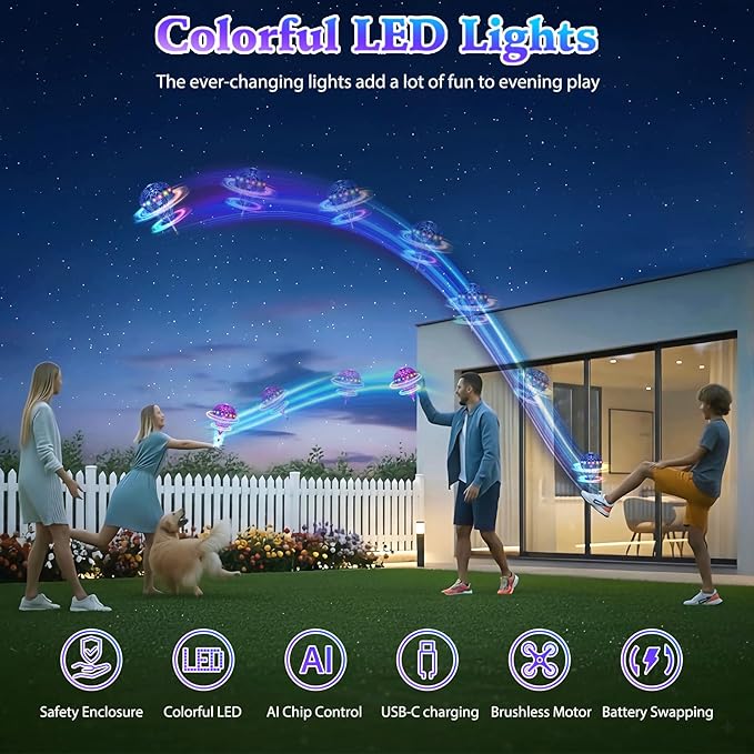 Flying Orb Ball 2025, Magic with 3D Bouncing & Spinning Tricks, Cosmic Globe Floating Ball Toy with RGB Lights, Cool Toys Gift for Boys Girls Ages 6 7 8 9 10+(Purple)