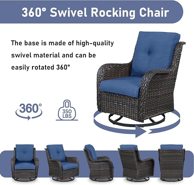 Wicker Outdoor Conversation Se with 50,000 BTU Gas Propane Fire Pit Tablet-6 Pieces Outdoor Wicker High Back Couch Patio Furniture for Deck Poolside Backyard