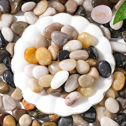 SIDONG 10 LB Mixed River Rocks, 0.3-0.5 Inches High Polished Pebbles for Indoor Plants, Aquarium Rocks Used in Fish Tank, Decorative Stones for Plants, Vases, Home Décor, Crafting, Garden Landscaping