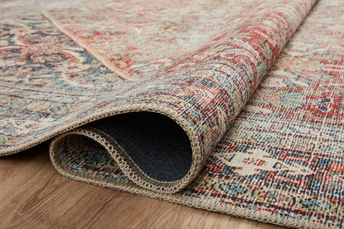 Loloi Amber Lewis Georgie Collection GER-01 Red/Navy 2'-6" x 9'-6", .19" Pile Height, Runner Rug