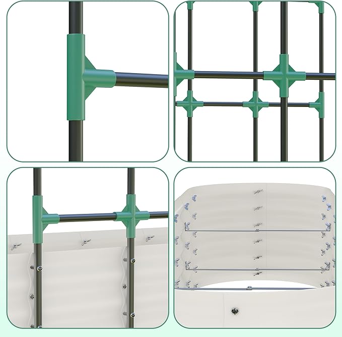 Expandable Arch Trellis Raised Bed Kit – 95" Metal Garden System with Vertical Netting, Plant Ties, and Drainage Design for Vegetables, Flowers, and Vines (Rust-Proof Beige)