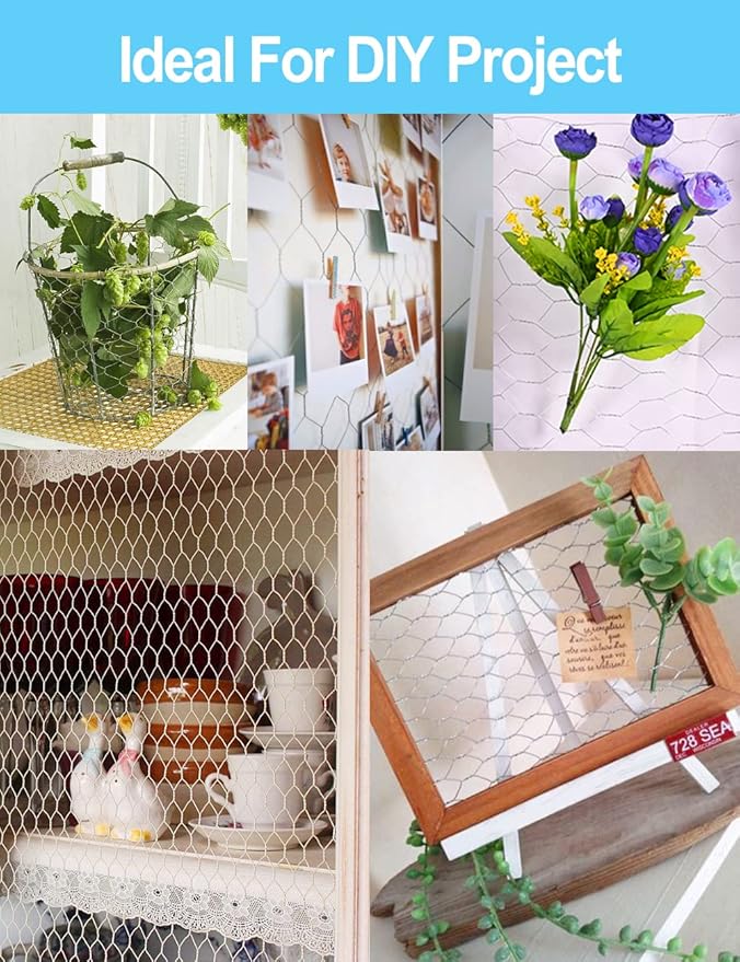 TOYPOPOR Chicken Wire 16'' x 600''(40cm x 15m), Outdoor Anti-Rust Hexagonal Galvanized Chicken Wire Mesh Fencing to Protect Gardening Plants Vegetables Flowers Fruits From Dogs Rabbits Squirrels, 49ft